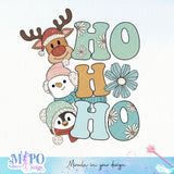 Ho ho ho sublimation design, png for sublimation, Christmas PNG, Retro Christmas Blue PNG