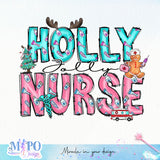 Holly Jolly Nurse sublimation design, png for sublimation, Nurse PNG, Nurse Christmas PNG