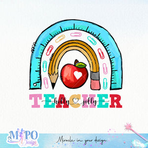 Holly Jolly Teacher sublimation design, png for sublimation, Christmas PNG, Christmas vibes PNG