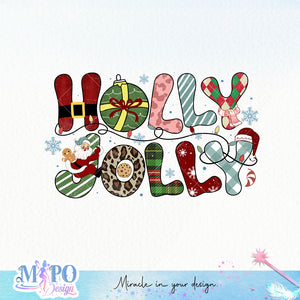Holly Jolly sublimation design, png for sublimation, Christmas Vintage PNG, Santa PNG