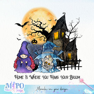 Home Is Where You Hang Your Broom sublimation design, png for sublimation, Retro Halloween design, Halloween styles