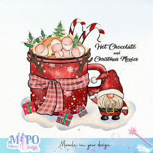 Hot Chocolate and Christmas Movies sublimation design, png for sublimation, Christmas Vintage PNG, Santa PNG
