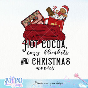 Hot Cocoa, cozy blankets christmas movies sublimation design, png for sublimation, Christmas PNG, Leopard Christmas PNG