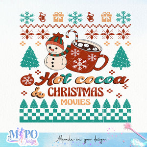 Hot cocoa & christmas movies sublimation design, png for sublimation, Christmas PNG,  Christmas SVG