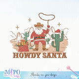 Howdy santa sublimation design, png for sublimation, Christmas PNG, Western christmas PNG