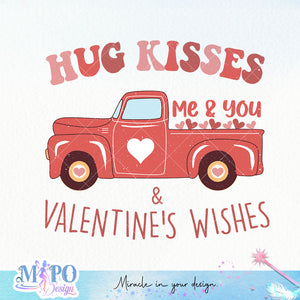 Hug kisses and Valentine's wishes sublimation design