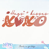 Hugs + kisses XOXO SVG design, png for sublimation, Valentine SVG, Valentine day vibes SVG