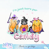 I'm just here for the candy sublimation design, png for sublimation, Retro Halloween design, Halloween Kid PNG