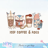 Iced coffee & dogs sublimation design, png for sublimation design, png for sublimation, dog mom sublimation, mother's day png