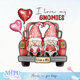 I love my gnomies sublimation design, png for sublimation, Valentine PNG, Valentine Gnome vibes PNG