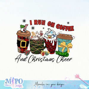 I run on coffee and Christmas cheer sublimation design, png for sublimation, Christmas PNG, Leopard Christmas PNG