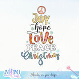 Joy hope love peace christmas sublimation design, png for sublimation, Hippe Christmas PNG, retro vibes PNG