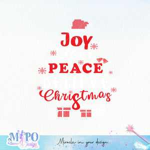 Joy love peace believe christmas sublimation design, png for sublimation, Christmas PNG,  Christmas SVG