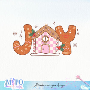 Joy sublimation design, png for sublimation, Christmas PNG, Retro GingerBread PNG