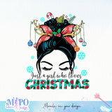Just a girl who loves christmas sublimation design, png for sublimation, Christmas PNG, Cozy Christmas PNG