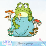 Kaiwaii frog sublimation design, png for sublimation, Hobby vibes png, animals and pets png