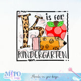 K is for kindergarten sublimation design, png for sublimation, Retro School design, School life PNG