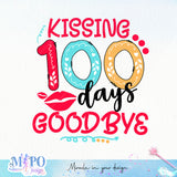 Kissing 100 days goodbye sublimation design, png for sublimation, Retro School design, School life PNG