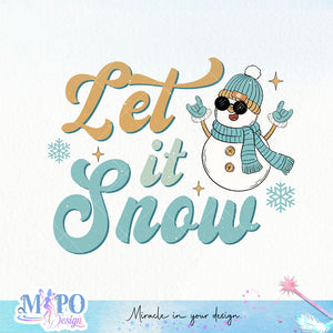 Let it snow sublimation design, png for sublimation, Christmas PNG, Retro Christmas Blue PNG