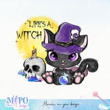 Life's a witch sublimation design, png for sublimation, Witch PNG, Halloween characters PNG