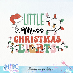 Little Miss Christmas Lights design, png for sublimation, Christmas PNG, Christmas lights PNG