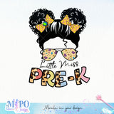 Little Miss Pre-K sublimation design, png for sublimation, Retro School design, School life PNG