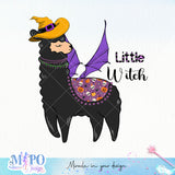 Little witch sublimation design, png for sublimation, retro halloween vibes png, halloween animals png