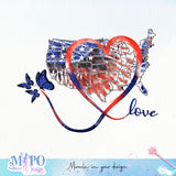 Love American map sublimation design, png for sublimation, 4th Of July Png, Independence Day vibes PNG