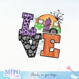 Love Camper sublimation design, png for sublimation, Retro Halloween design, Halloween styles