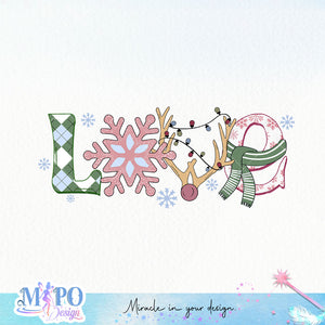 Love Christmas sublimation design, png for sublimation, Christmas PNG, Retro pink christmas PNG