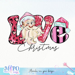 Love Christmas sublimation design, png for sublimation, Christmas PNG, Retro pink christmas PNG