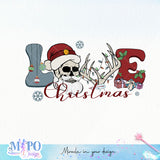 Love Christmas sublimation design, png for sublimation, Christmas PNG, Christmas Skeleton PNG