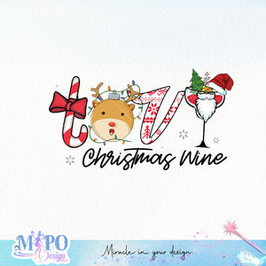 Love Christmas wine sublimation design, png for sublimation, Christmas PNG, Christmas wine PNG