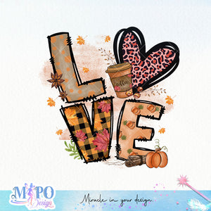 Love Fall Heart sublimation design, png for sublimation, Autumn PNG, Positive vibe PNG, Autumn vibe PNG