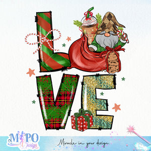 Love Gnome sublimation design, png for sublimation, Christmas PNG, Christmas vibes PNG