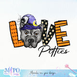 Love Pitties sublimation design, png for sublimation, Halloween Dog vibes png, halloween animals png
