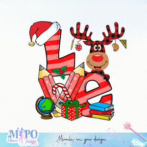 Love Teaching Christmas sublimation design, png for sublimation, Christmas PNG, Christmas vibes PNG