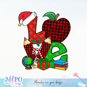 Love Teaching Christmas sublimation design, png for sublimation, Christmas PNG, Christmas vibes PNG