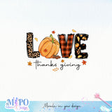 Love Thanksgiving sublimation design, png for sublimation, Holidays design, Thanksgiving sublimation