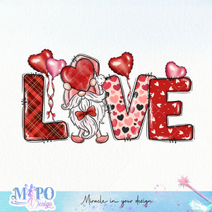 Love Valentine's Day sublimation design, png for sublimation, Valentine PNG, Valentine Gnome vibes PNG