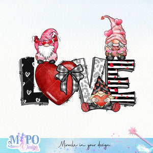 Love Valentine sublimation design, png for sublimation, Valentine PNG, Valentine Gnome vibes PNG