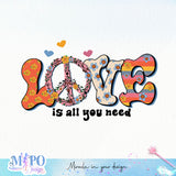 Love is all you need sublimation design, png for sublimation, retro png, Positive quote PNG