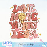 Love more worry less sublimation design, png for sublimation, Valentine PNG, Retro valentine PNG