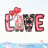 Love sublimation design, png for sublimation, Valentine PNG, Valentine Gnome vibes PNG