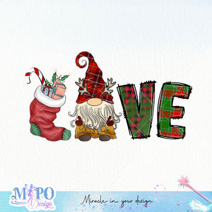Love sublimation design, png for sublimation, Christmas PNG, Gnomes Christmas PNG