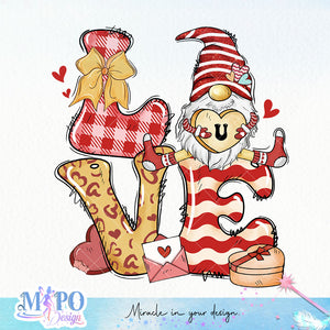 Love sublimation design, png for sublimation, Valentine PNG, Valentine Gnome vibes PNG