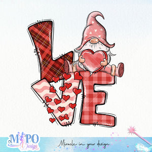 Love sublimation design, png for sublimation, Valentine PNG, Valentine Gnome vibes PNG