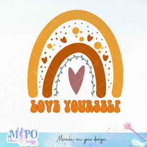 Love yourself sublimation design, png for sublimation, Rainbow PNG, Pastel rainbow PNG, Boho rainbow PNG