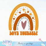 Love yourself sublimation design, png for sublimation, Rainbow PNG, Pastel rainbow PNG, Boho rainbow PNG