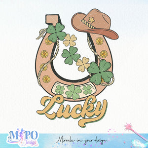 Lucky Shamrock Horseshoe sublimation design, png for sublimation, Patrick's day PNG, Holiday PNG